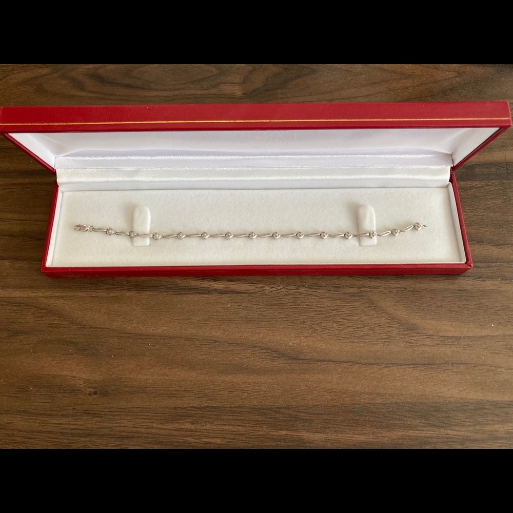 Silver Heart Diamond Bracelet
